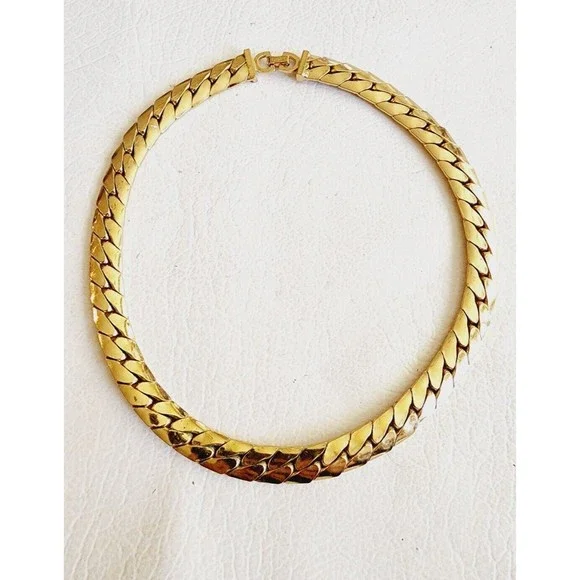 Christian Dior Vintage Cuban Link Choker Necklace HTF 169mmm Wide